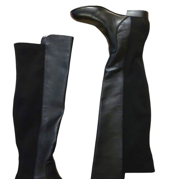 NEW BCBGMAXAZARIA Ma Fillie Knee High Black Leather & Textile Boots Retail $450 - Picture 3 of 7